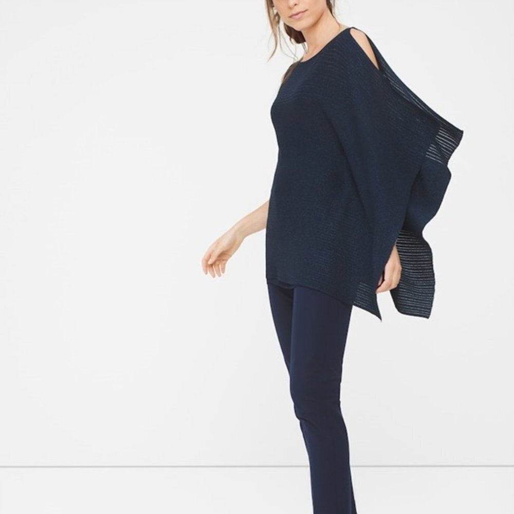 WHBM Asymmetric Drape Sleeve Shimmer Sweater Dark Fairy Romantic‎ Evening Glam M